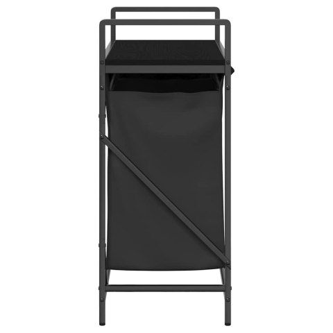 KOSZ NA PRANIE 2 PRZEGRODY Z PÓŁKĄ CZARNY DĄB