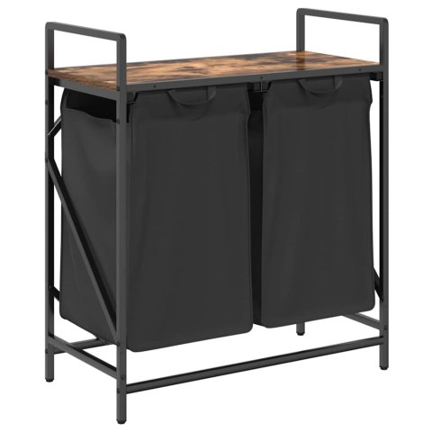 KOSZ NA PRANIE 2 PRZEGRODY Z PÓŁKĄ PRZYDYMIONY DĄB