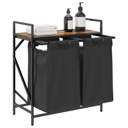 KOSZ NA PRANIE 2 PRZEGRODY Z PÓŁKĄ PRZYDYMIONY DĄB