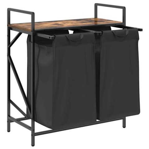 KOSZ NA PRANIE 2 PRZEGRODY Z PÓŁKĄ PRZYDYMIONY DĄB