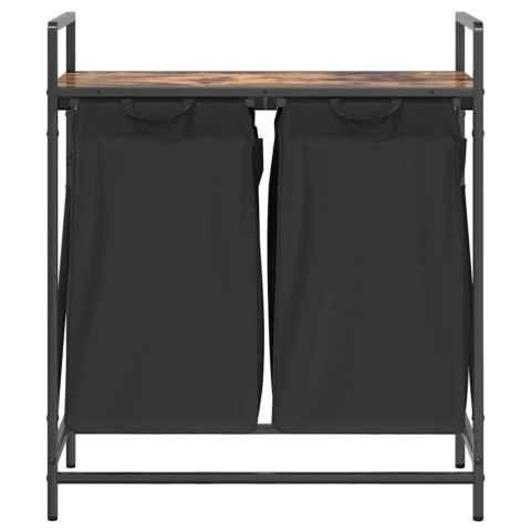 KOSZ NA PRANIE 2 PRZEGRODY Z PÓŁKĄ PRZYDYMIONY DĄB