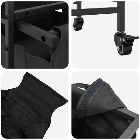 KOSZ NA PRANIE 3 PRZEGRODY Z KÓŁKAMI CZARNY DĄB