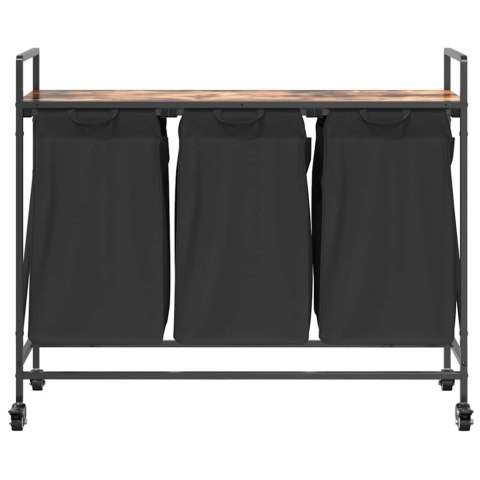 KOSZ NA PRANIE 3 PRZEGRODY Z KÓŁKAMI PRZYDYMIONY DĄB