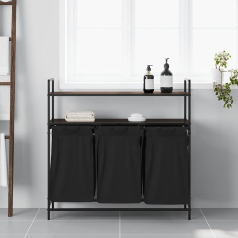 KOSZ NA PRANIE 3 PRZEGRODY Z PÓŁKAMI BRĄZOWY DĄB