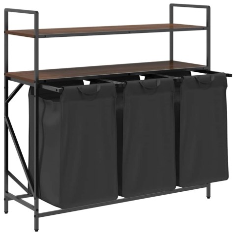 KOSZ NA PRANIE 3 PRZEGRODY Z PÓŁKAMI BRĄZOWY DĄB