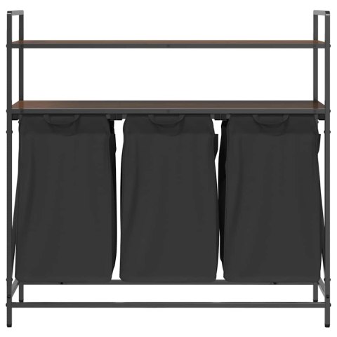 KOSZ NA PRANIE 3 PRZEGRODY Z PÓŁKAMI BRĄZOWY DĄB