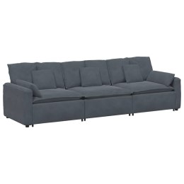 MODUŁOWA SOFA Z AKSAMITNYM SIEDZISKIEM KOMFORT I STYL CIEMNOSZARA