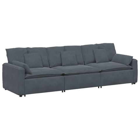 MODUŁOWA SOFA Z AKSAMITNYM SIEDZISKIEM KOMFORT I STYL CIEMNOSZARA