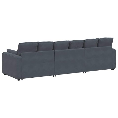 MODUŁOWA SOFA Z AKSAMITNYM SIEDZISKIEM KOMFORT I STYL CIEMNOSZARA