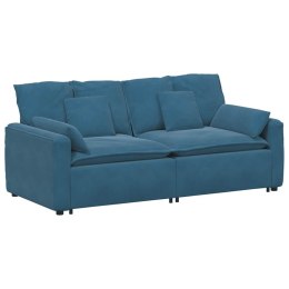 MODUŁOWA SOFA NIEBIESKA Z AKSAMITNYM SIEDZISKIEM KOMFORT I STYL