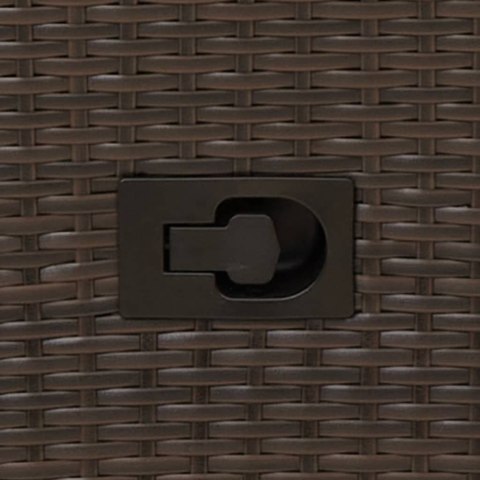 ROZKŁADANY FOTEL OGRODOWY Z PODUSZKAMI BRĄZOWY POLIRATTAN