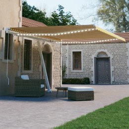 RĘCZNIE ZWIJANA MARKIZA Z LED 450X 300CM ŻÓŁTO-BIAŁA