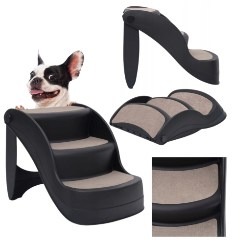 SCHODY SCHODKI DLA PSA RAMPA PODEST 3 STOPNIE 38CM STABILNE SKŁADANE