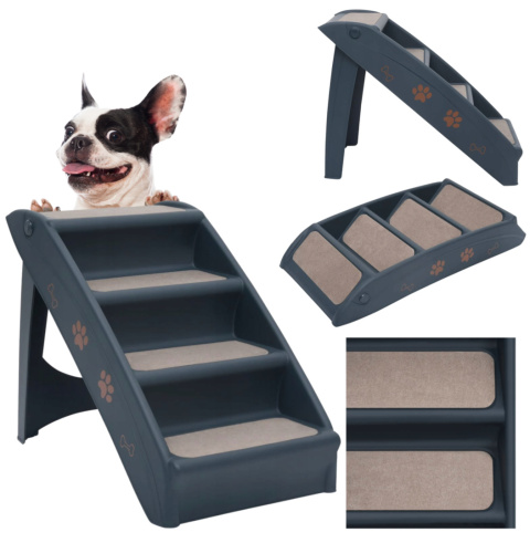 SCHODY SCHODKI DLA PSA RAMPA PODEST 4 STOPNIE 40CM STABILNE SKŁADANE