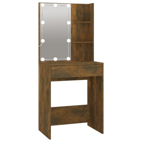 TOALETKA Z OŚWIETLENIEM LED I SZAFKAMI PRZYDYMIONY DĄB