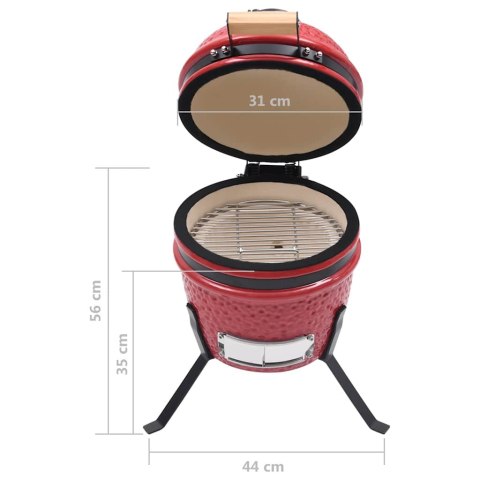 CERAMICZNY GRILL KAMADO 26,5CM Z TERMOMETREM I RUSZTEM WĘDZARNIĄ 2-W-1 56CM