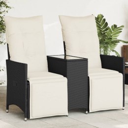 ROZKŁADANA SOFA OGRODOWA DLA 2 OS. ZE STOLIKIEM CZARNA