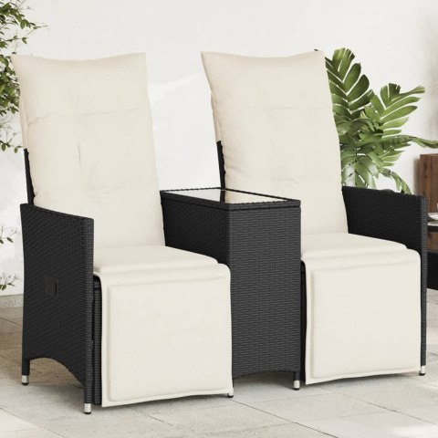 ROZKŁADANA SOFA OGRODOWA DLA 2 OS. ZE STOLIKIEM CZARNA