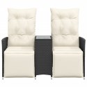 ROZKŁADANA SOFA OGRODOWA DLA 2 OS. ZE STOLIKIEM CZARNA