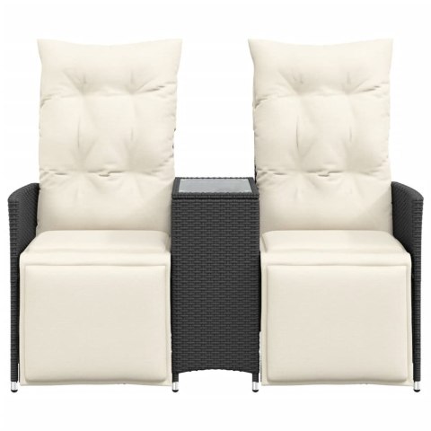 ROZKŁADANA SOFA OGRODOWA DLA 2 OS. ZE STOLIKIEM CZARNA