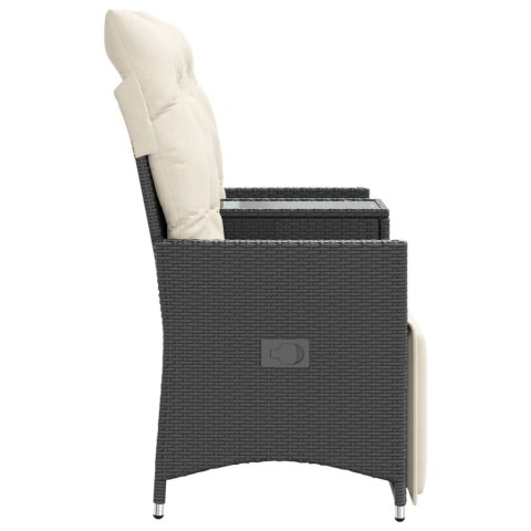 ROZKŁADANA SOFA OGRODOWA DLA 2 OS. ZE STOLIKIEM CZARNA
