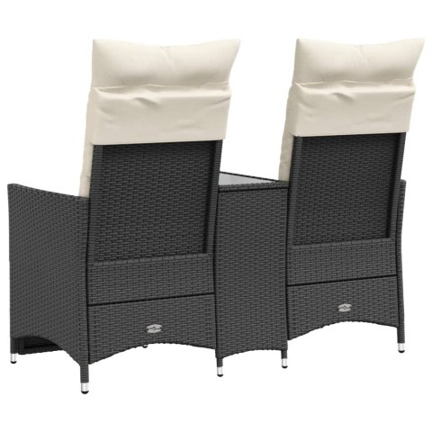 ROZKŁADANA SOFA OGRODOWA DLA 2 OS. ZE STOLIKIEM CZARNA