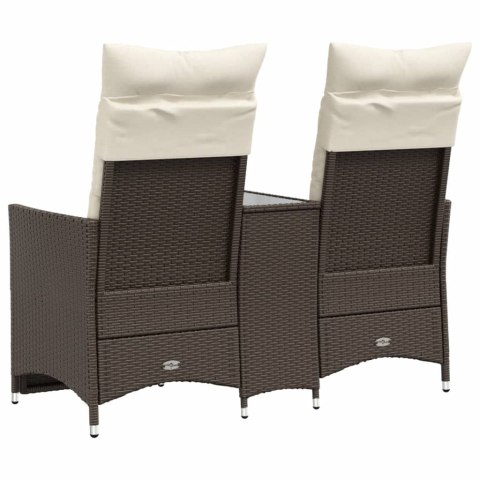 ROZKŁADANA SOFA OGRODOWA ZE STOLIKIEM 2-OS. BRĄZ RATTAN PE