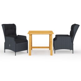 3-CZĘŚCIOWY ZESTAW MEBLI OGRODOWYCH CIEMNOSZARY