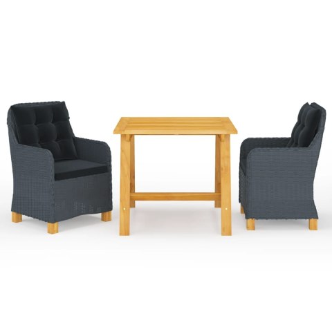 3-CZĘŚCIOWY ZESTAW MEBLI OGRODOWYCH CIEMNOSZARY