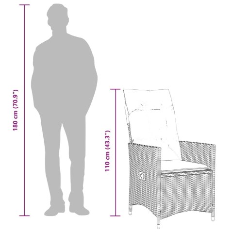 ROZKŁADANY FOTEL OGRODOWY Z PODUSZKAMI BEŻOWY POLIRATTAN