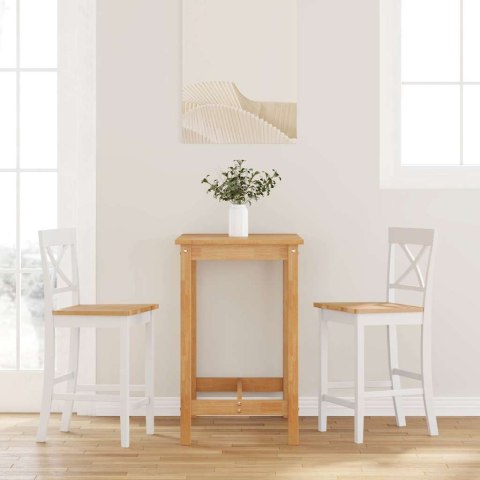 HOKERY BAROWE 2 SZT. BIAŁE NATURALNE DREWNO KAUCZUKOWE