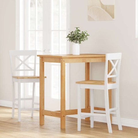 HOKERY BAROWE 2 SZT. BIAŁE NATURALNE DREWNO KAUCZUKOWE