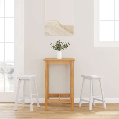 HOKERY BAROWE 2 SZT. BIAŁE NATURALNE DREWNO KAUCZUKOWE