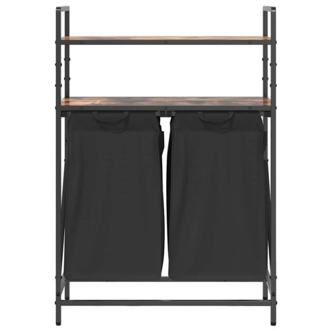 KOSZ NA PRANIE 2 PRZEGRODY Z PÓŁKAMI PRZYDYMIONY DĄB