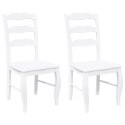 KRZESŁA DO JADALNI 2 SZT. BIAŁE LITE DREWNO GUMOWE