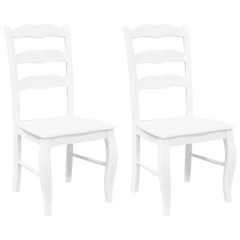 KRZESŁA DO JADALNI 2 SZT. BIAŁE LITE DREWNO GUMOWE