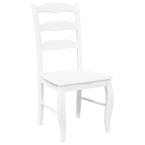 KRZESŁA DO JADALNI 2 SZT. BIAŁE LITE DREWNO GUMOWE