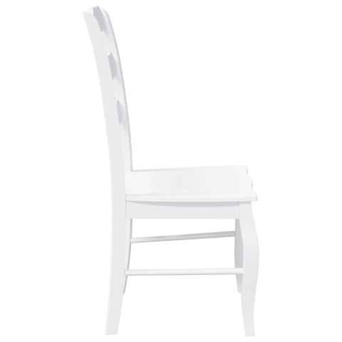 KRZESŁA DO JADALNI 2 SZT. BIAŁE LITE DREWNO GUMOWE