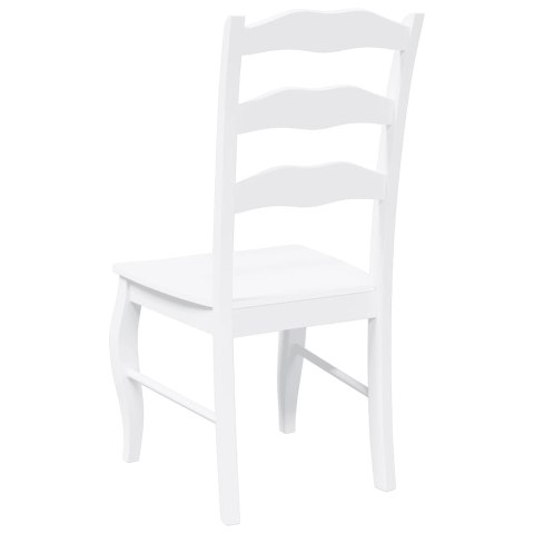 KRZESŁA DO JADALNI 2 SZT. BIAŁE LITE DREWNO GUMOWE