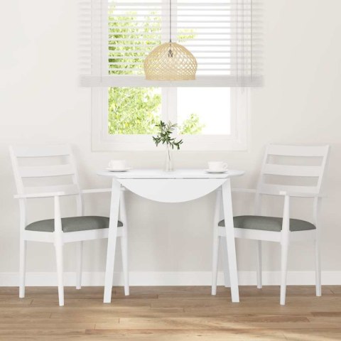 KRZESŁA DO JADALNI Z PODUSZKAMI 2 SZT. BIAŁE LITE DREWNO GUMOWE