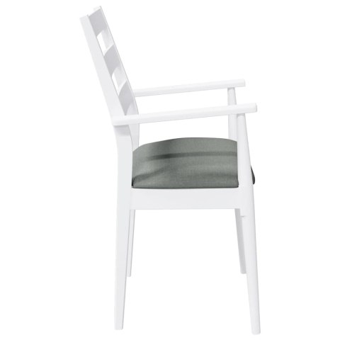 KRZESŁA DO JADALNI Z PODUSZKAMI 2 SZT. BIAŁE LITE DREWNO GUMOWE