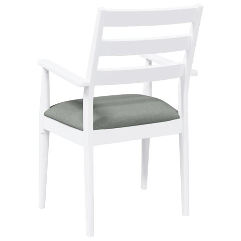 KRZESŁA DO JADALNI Z PODUSZKAMI 2 SZT. BIAŁE LITE DREWNO GUMOWE