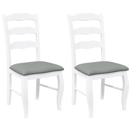 KRZESŁA DO JADALNI Z PODUSZKAMI 2 SZT. BIAŁE LITE DREWNO GUMOWE