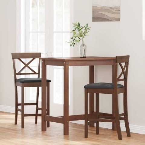 HOKERY BAROWE Z PODUSZKAMI 2 SZT. BRĄZOWE NATURALNE DREWNO KAUCZUKOWE