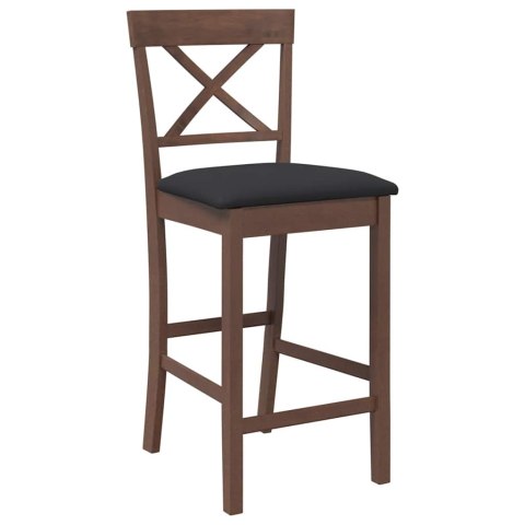 HOKERY BAROWE Z PODUSZKAMI 2 SZT. BRĄZOWE NATURALNE DREWNO KAUCZUKOWE