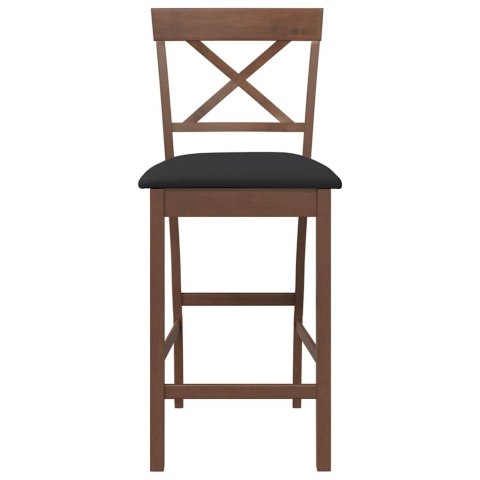 HOKERY BAROWE Z PODUSZKAMI 2 SZT. BRĄZOWE NATURALNE DREWNO KAUCZUKOWE