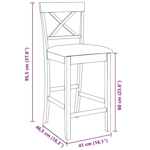 HOKERY BAROWE Z PODUSZKAMI 2 SZT. BRĄZOWE NATURALNE DREWNO KAUCZUKOWE