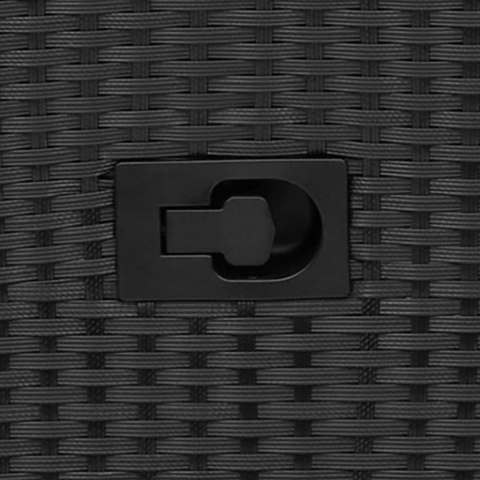 ROZKŁADANY FOTEL OGRODOWY Z PODUSZKAMI CZARNY POLIRATTAN