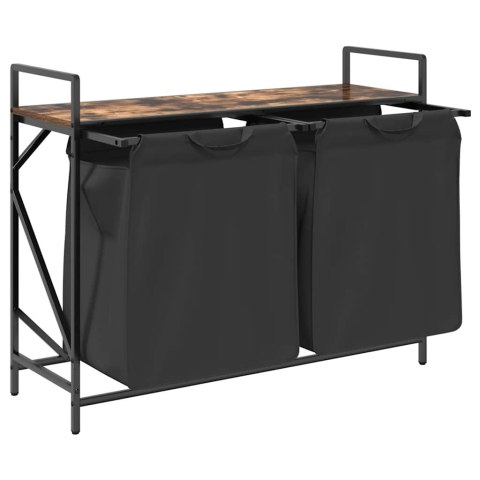 KOSZ NA PRANIE 2 PRZEGRODY Z PÓŁKĄ PRZYDYMIONY DĄB