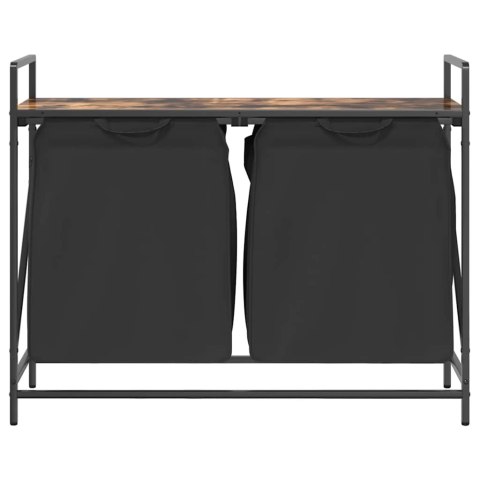 KOSZ NA PRANIE 2 PRZEGRODY Z PÓŁKĄ PRZYDYMIONY DĄB